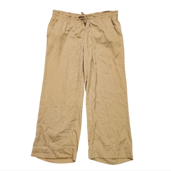 Lauren Ralph Lauren Tan Satin Lightweight Drawstring Casual Pants 2P Petite - Picture 1 of 3